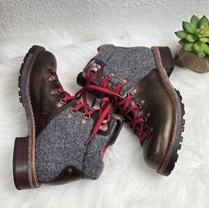 Woolrich Brown and Gray Hiking/Winter Boots with Red Laces